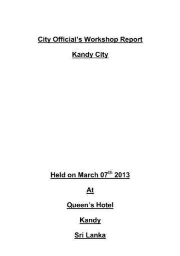 City officials Workshop - Kandy, 2013